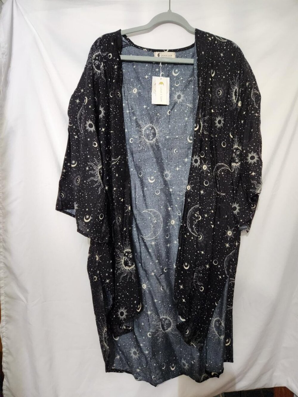 NWT Lotus & Luna Raven Cosmic Sky Cover Up Celestial Kimono Duster OSFM